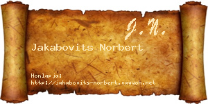 Jakabovits Norbert névjegykártya